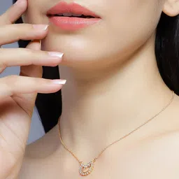 VOGUE PANASH Gold-Plated Cubic Zirconia-Studded Brass Pendant With Chain image 5