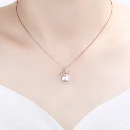 Jewels Galaxy Rose Gold-Plated American Diamond Studded Crown Design Pendant With Chain image 5