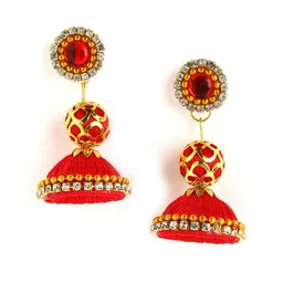 AKSHARA Red & Gold-Toned Thread Wrapped Jewellery Set image 5