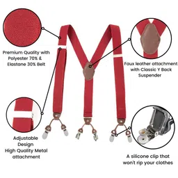 The Tie Hub Men Maroon Solid Suspenders image 5