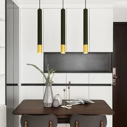 zestrum Sleek Black & Gold Cylinder Pendant Light Ceiling Light Ceiling Lamp image 4