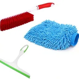 bigwheel 3 in 1 Car cleaning kit of Multi-purpose Microfiber Gloves for Washing, Carpet Cleaning Brush with Hard & Long Bristles, Window Glass Wiper Cleaner Combo-picture-10