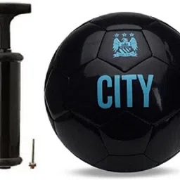 manvi Black City Football With Air Pump Football - Size: 5-picture-20
