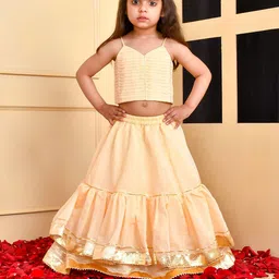 Rangpur Girls Shoulder Straps Embellished Silk Lehenga & Blouse-image-52