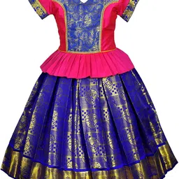 AMIRTHA FASHION Girls Woven Design Art Silk Lehenga-picture-11