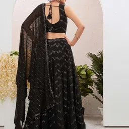 Chandbaali Embroidered Sequinned Foil Print Ready to Wear Lehenga & Blouse With Dupatta image 5