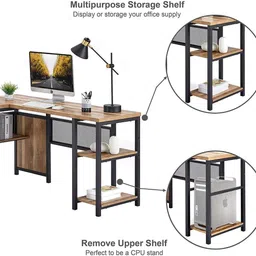 tekavo Work from home, office Desk (140x150x76 cm) Engineered Wood Office Table image 2