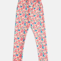 Pantaloons Junior Girls Peach & Blue Printed Ankle-Length Leggings-picture-43