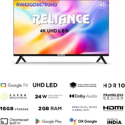 reliance 109 cm (43 inch) Ultra HD (4K) LED Smart Google TV 2025 Edition with Next Generation Google Smart GB RAM, 16 GB Storage image 2
