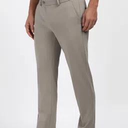 peter england Men Slim Fit Grey Viscose Rayon Trousers image 4