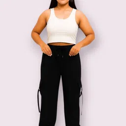 empracee Women Comfort Fit Black Cotton Blend Trousers-picture-36