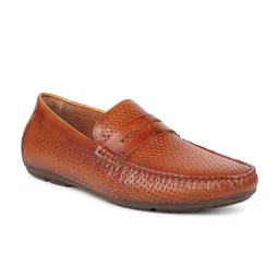 ATESBER by Inc.5 Men Tan Woven Design Leather Loafers-picture-26