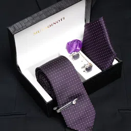 MUTAQINOTI Men Purple Printed Polyester Formal Accessory Gift Set-image-54