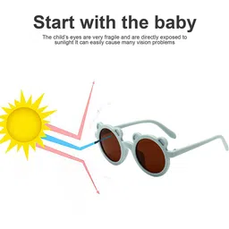 SYGA Kids Round Sunglasses with UV Protected Lens Goggles-Monkey-Beige image 2