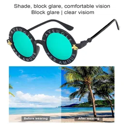 SYGA Kids Round Sunglasses with UV Protected Lens Goggles-paramour-Black&Green image 2