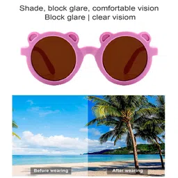 SYGA Kids Round Sunglasses with UV Protected Lens Goggles-Monkey-Purple image 3