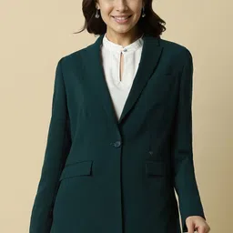 allen solly Women Solid Single Breasted Formal Blazer-picture-24