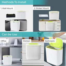 The Better Home White & Green Textured Stainless Steel Sensor Touch Dustbin - 8L image 4