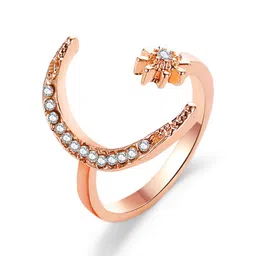 Goho Alloy Stone-Studded Floral Open Finger Ring-picture-17