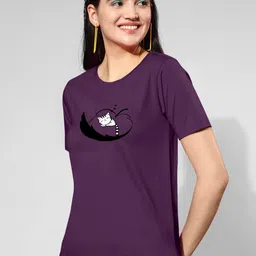 zentworld Pack of 3 Women Printed Round Neck Cotton Blend Multicolor T-Shirt image 5