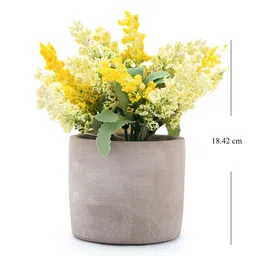 Pure Home and Living  Green & Yellow Faux Lavender Plant With Cement Pot image 4