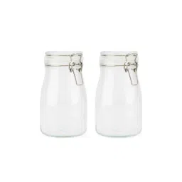 NATURALLY YOURS Pantry Storage Elegant Round Glass Jars with Airtight Clip Lids - 400ml (Pack of 2) image 1