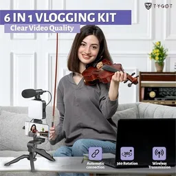 FLYBY Vlogging Kit 6 in 1 for iPhone, Android (with Tripod) Tripod Kit image 2