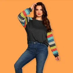 juneberry Casual Regular Sleeves Color Block, Striped Women Multicolor Top-picture-16