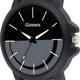 giomex Trendy watch for men & boys Analog Watch - For Men & Women GX-Big Smile Plain Black Silicone Strap image 3