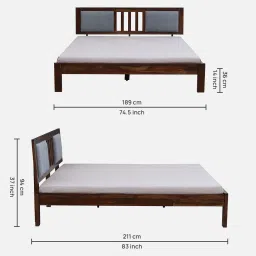 woodsworth from pepperfry Brevik Sheesham Wood King Size Bed In Provincial Teak Finish image 2