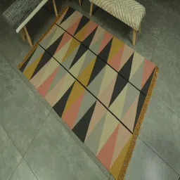 Multi Geometrical cotton 5x8 Feet Hand Woven Carpet by The Woven Legacy image 1