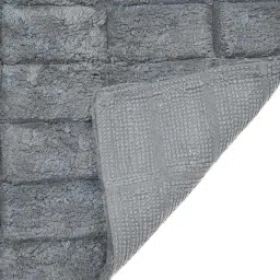 maspar Grey Solid Cotton 16x24 Inches Anti Skid Bath Mat image 3