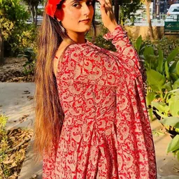 Tulip Eden Printed Round Neck Georgette Anarkali Kurta With Dupatta image 2
