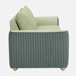casacraft from pepperfry Elysia Waterproof Velvet 3 Seater Sofa In Cream And Fossil Grey Colour image 5