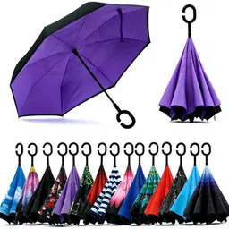 dharmisho Double Layer Inverted Reversible No Drip Umbrella with C Shape Handle Umbrella-picture-16