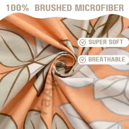 yaakholic Orange Floral 220 TC Cotton Blend Fitted Double Bedsheet With 2 Pillow Covers image 5