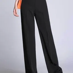next one Women Loose Fit Black Lycra Blend Trousers-picture-21