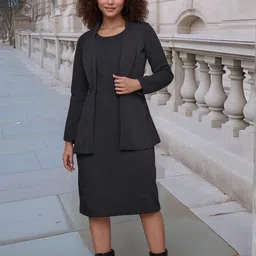 Women Bodycon Black Knee Length Dress-image-1