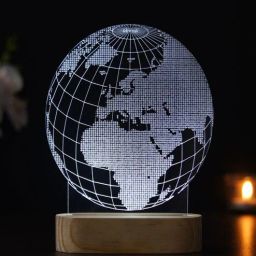 ecraftindia Globe Design Acrylic & Wooden Base LED Table Lamp with Rechargeable Battery-picture-26