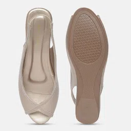 Marc Loire Gold-Toned PU Wedge Peep Toes image 5