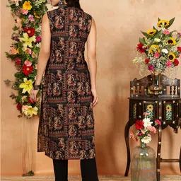 sa rasa Women Floral Print Viscose Rayon Straight Kurta image 2