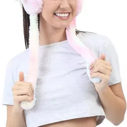 empoison Winter Pink Fluffy Earmuff | 3D Kitty Ears Fur Plush Ear Warmer (Ear Moving) Ear Muff-picture-30