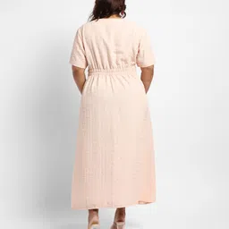 instafab plus Women A-line Beige Ankle Length Dress image 4