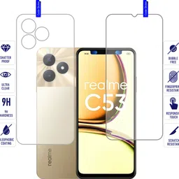 DESIBUZZ Front and Back Tempered Glass for realme C53, {Flexible}, Camera Lens image 2