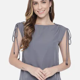 BAESD Boat Neck Lace-Up Regular Top-picture-15