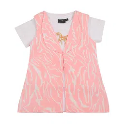 Actuel Girls Abstract Printed V-Neck Short Sleeves Crepe Top-picture-39