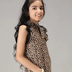 Unique Designers Animal Print Round Neck Crepe Top image 2