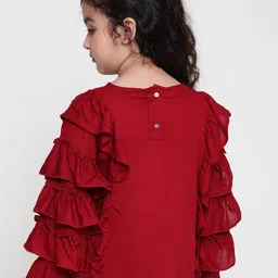 BAESD Round Neck Floral Printed Flutter Sleeve Crepe Top image 5