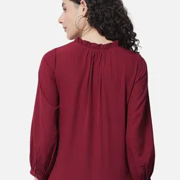 ALL WAYS YOU Puff Sleeves Tie-Up Neck Ruffled Top image 5