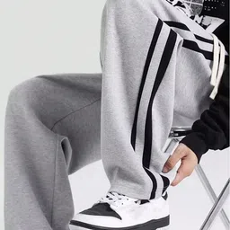 flycollection Men Striped Grey Track Pants image 4